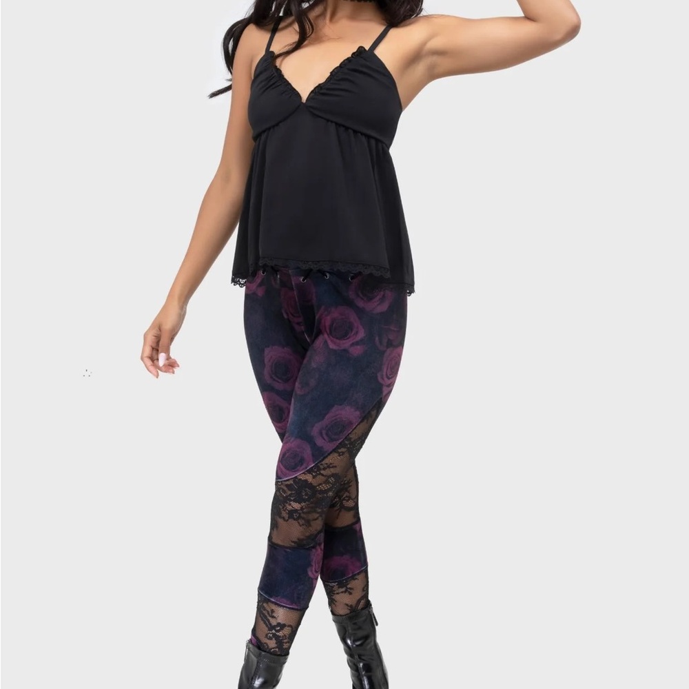 Killstar Twilight Rose Leggings NWT
